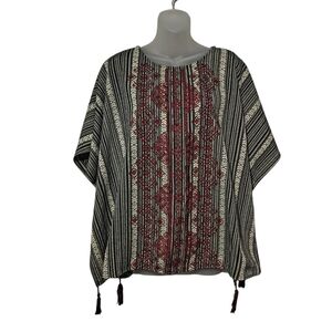 Andree Black and Red Patterned Women's Blouse